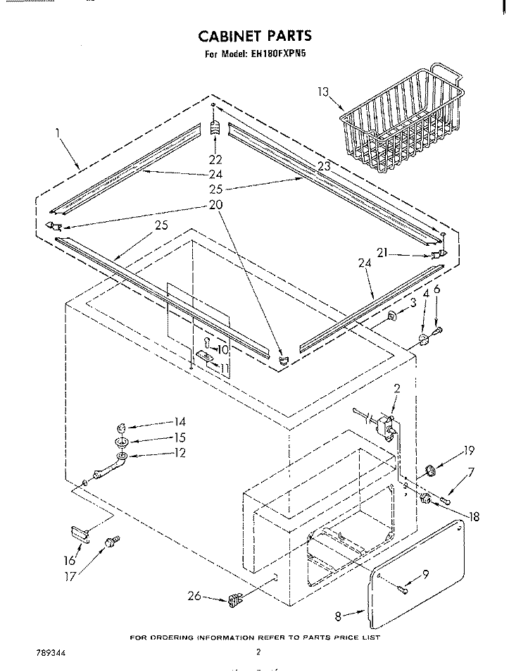SECTION Diagram and Parts List for EH180FXPN5  Whirlpool Freezer