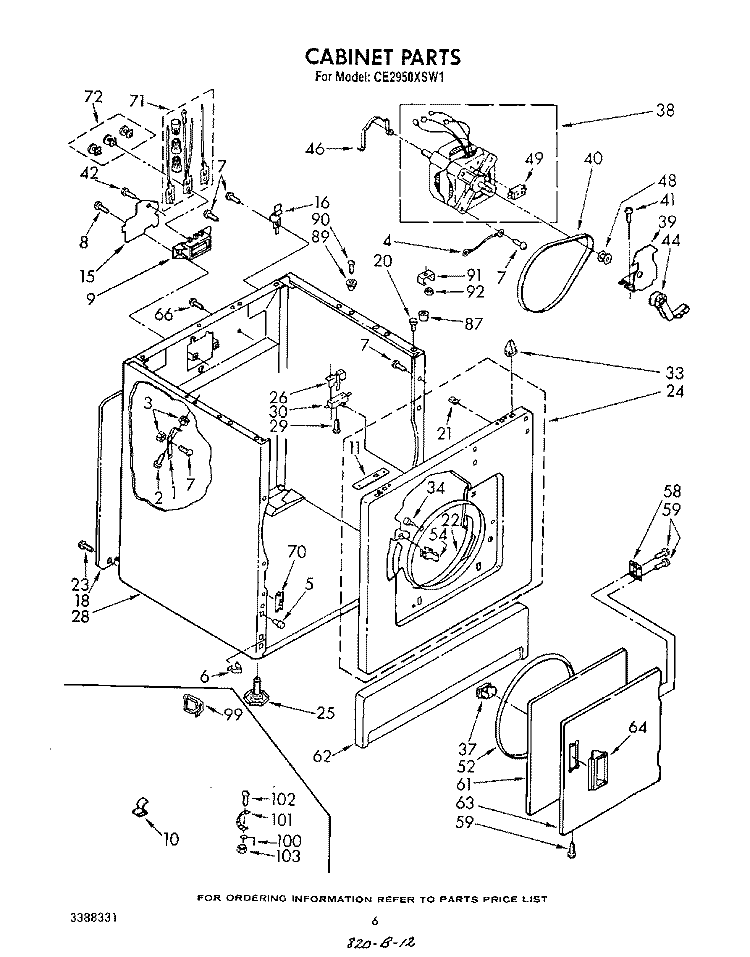 CABINET, WIRING HARNESS Diagram and Parts List for CE2950XSW1  Whirlpool Dryer