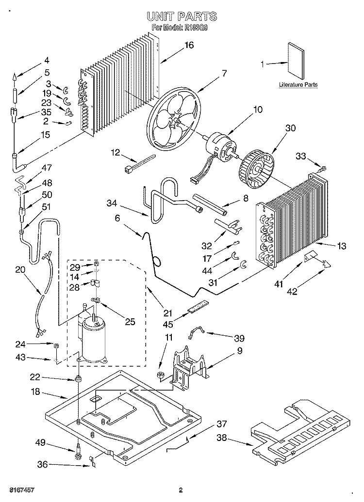 UNIT, LITERATURE Diagram and Parts List for R183G0  Whirlpool Air Conditioner