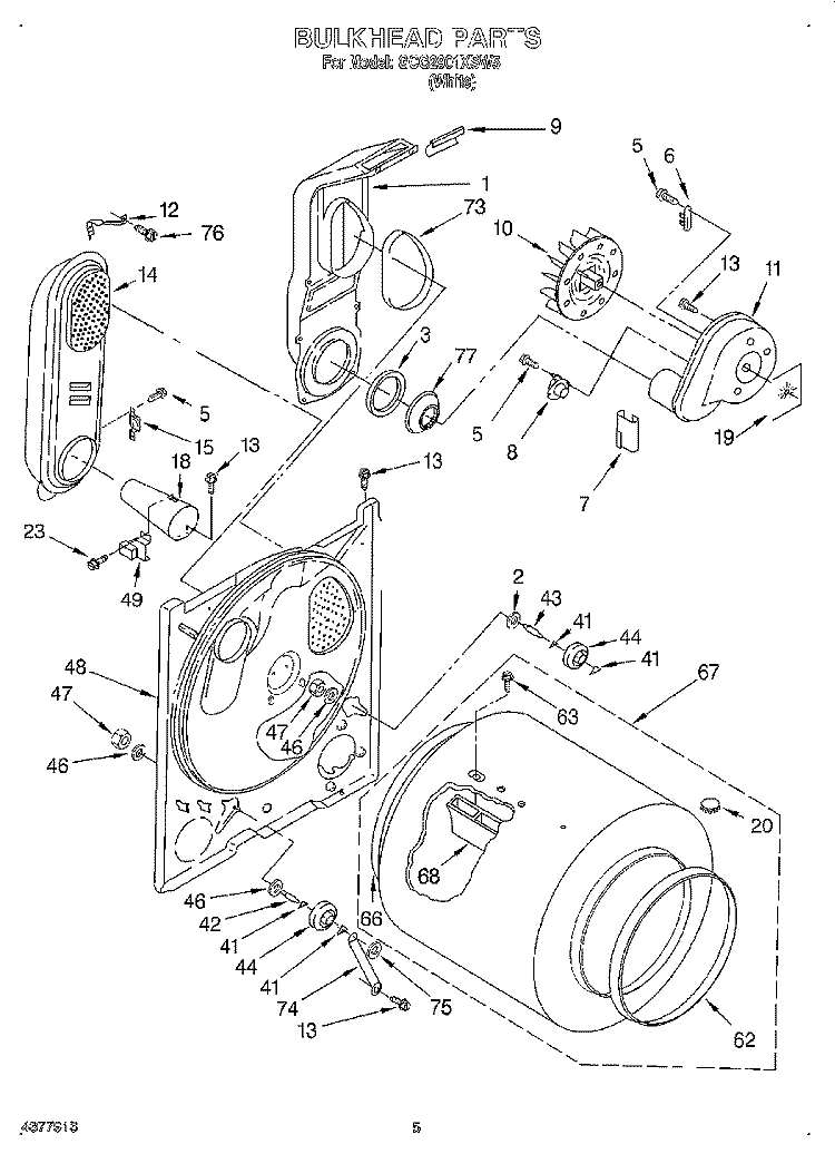 BULKHEAD, OPTIONAL Diagram and Parts List for GCG2901XSW5  Whirlpool Dryer
