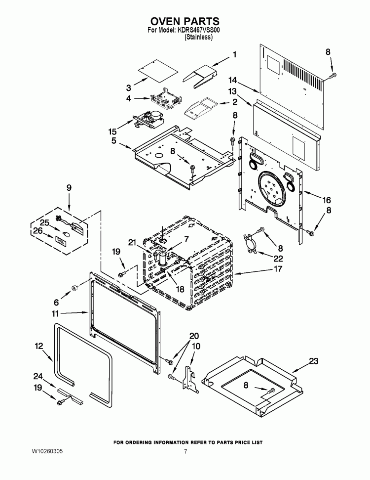 OVEN PARTS Diagram and Parts List for KDRS467VSS00  KitchenAid Range