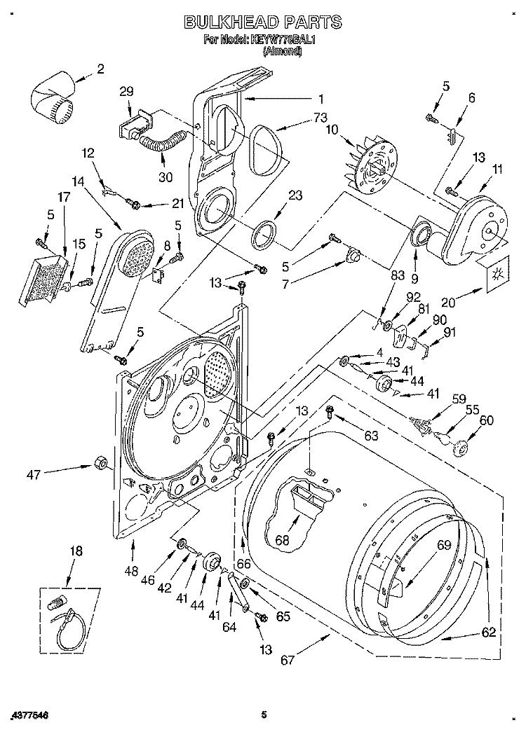 SECTION Diagram and Parts List for KEYW778BAL1  KitchenAid Dryer