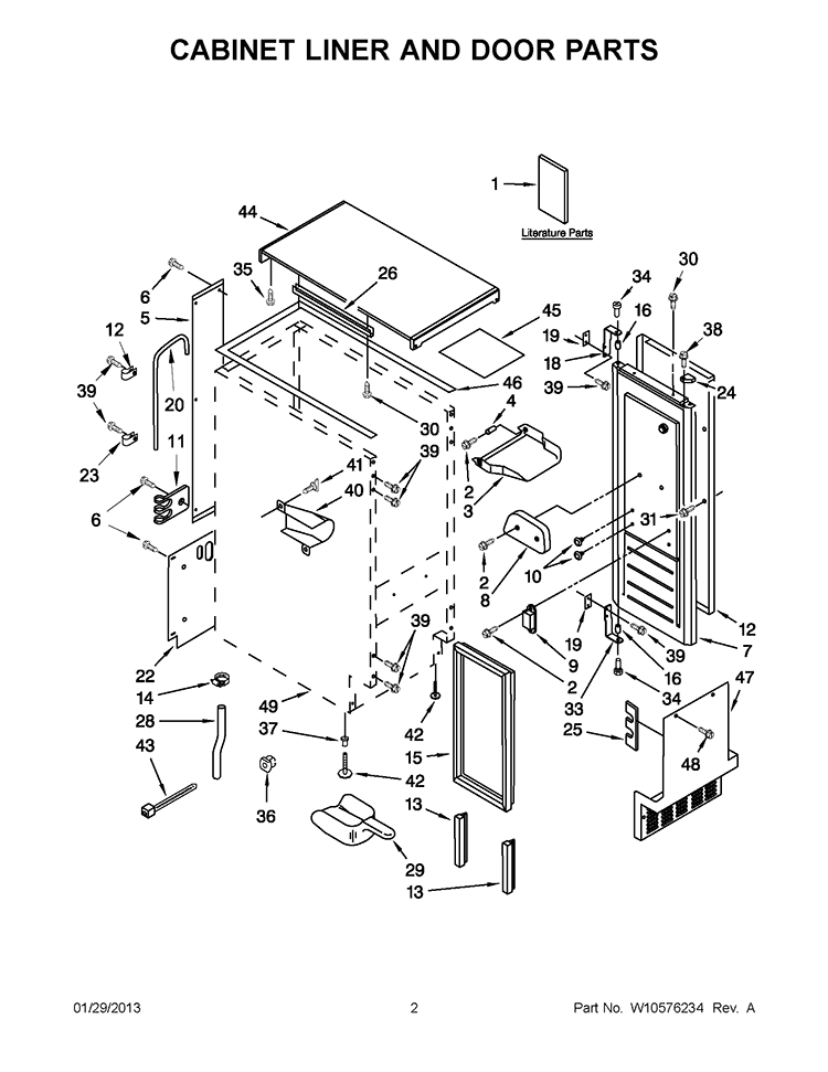 CABINET LINER AND DOOR PARTS Diagram and Parts List for KUIP15PRXX2  KitchenAid Ice Maker
