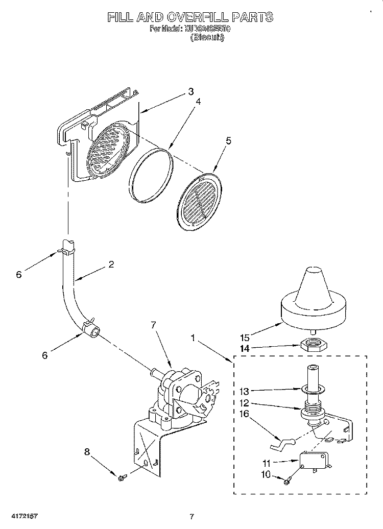 FILL AND OVERFILL Diagram and Parts List for KUDS24SEBT0  KitchenAid Dishwasher