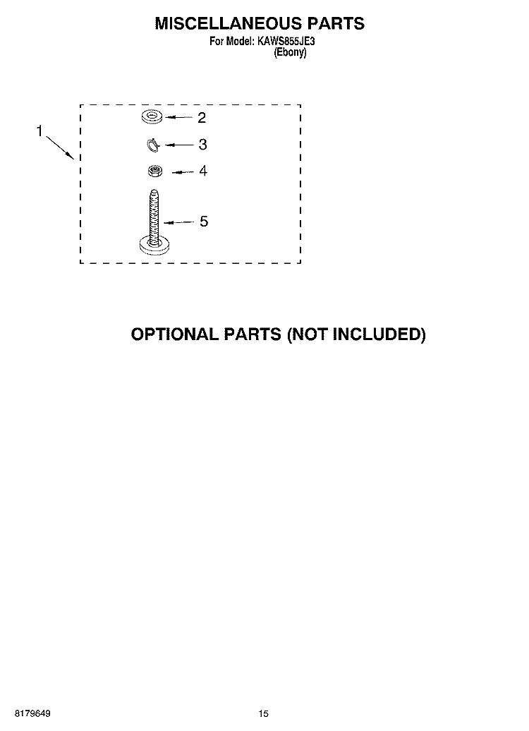 MISCELLANEOUS Diagram and Parts List for KAWS855JE3  KitchenAid Washer