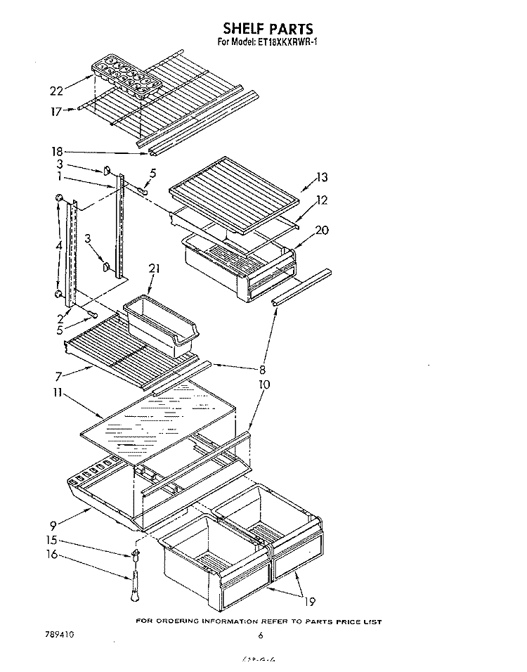SHELF Diagram and Parts List for ET18NKXRWR2  Whirlpool Refrigerator