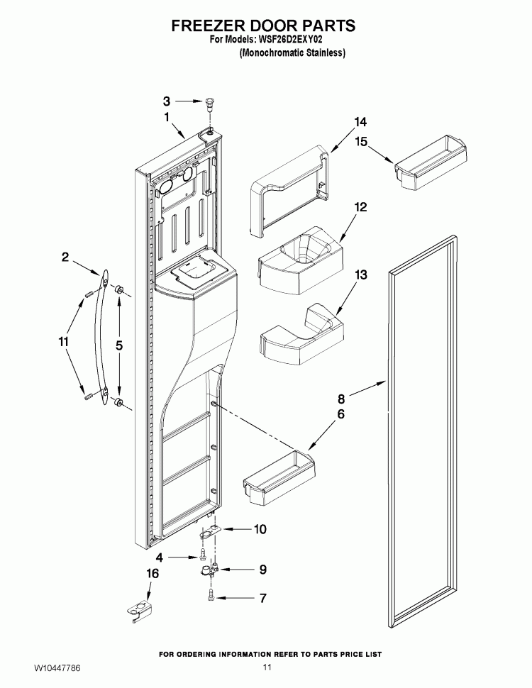 UNIT PARTS Diagram and Parts List for GSC25C5EYB00  Whirlpool Refrigerator