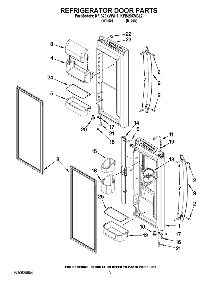 REFRIGERATOR DOOR PARTS Diagram and Parts List for KFIS20XVBL7  KitchenAid Refrigerator