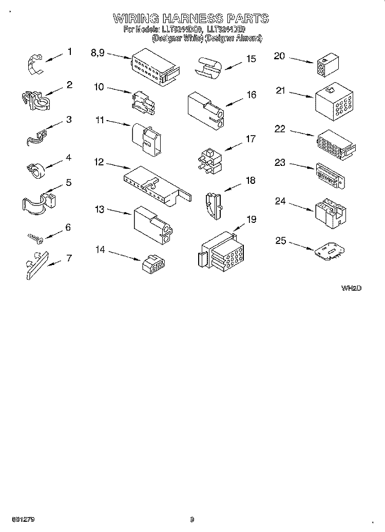 WIRING HARNESS Diagram and Parts List for LLT8244DZ0  Whirlpool Washer