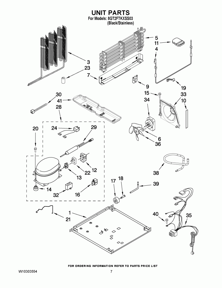 UNIT PARTS Diagram and Parts List for 8GT2FTKXSS03  Whirlpool Refrigerator
