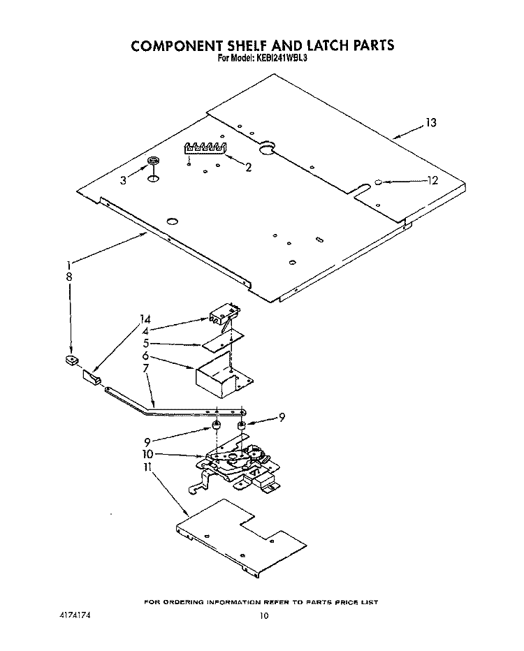 COMPONENT SHELF AND LATCH Diagram and Parts List for KEBI241WBL3  KitchenAid Wall Oven