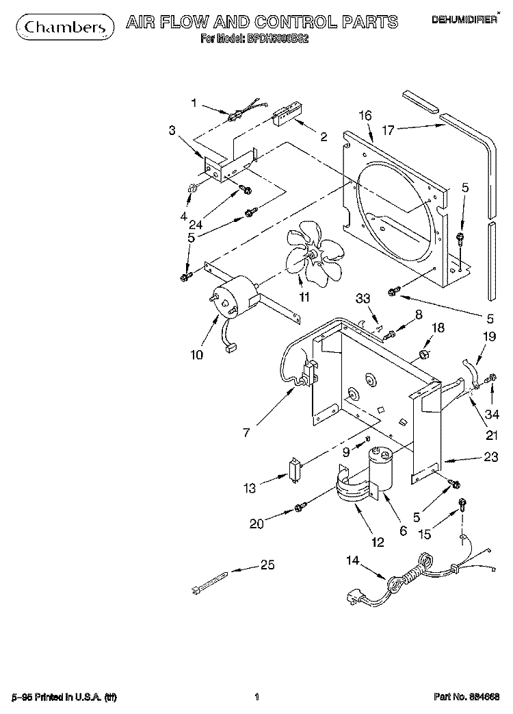 SECTION Diagram and Parts List for BPDH5000BS2  KitchenAid Dehumidifier