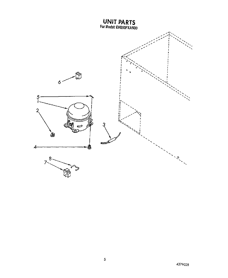 SECTION Diagram and Parts List for EH050FXAN00  Whirlpool Freezer
