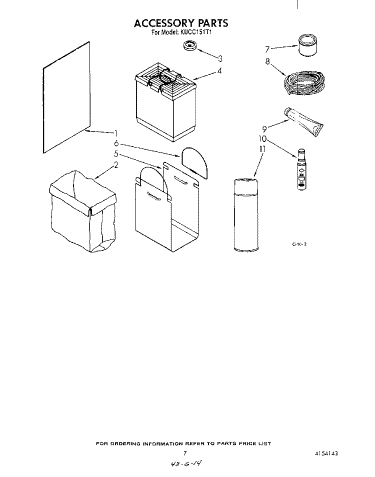 ACCESSORIES Diagram and Parts List for KUCC151T1  KitchenAid Trash Compactor