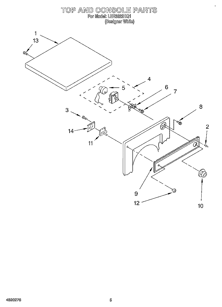 SECTION Diagram and Parts List for LER3622HQ1  Whirlpool Dryer