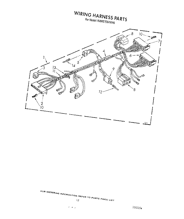 WIRING HARNESS Diagram and Parts List for KAWE755VWH0  KitchenAid Washer
