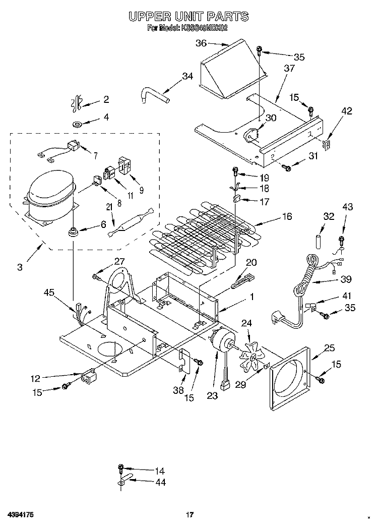 UPPER UNIT Diagram and Parts List for KSSS48MDX02  KitchenAid Refrigerator