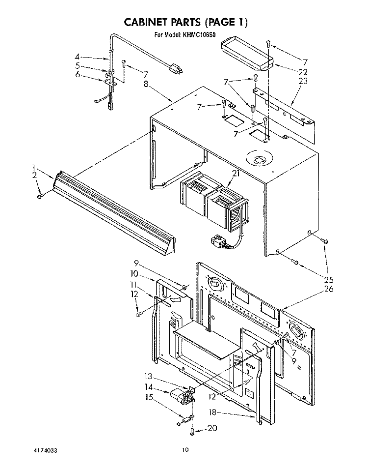 CABINET Diagram and Parts List for KHMC106S0  KitchenAid Microwave