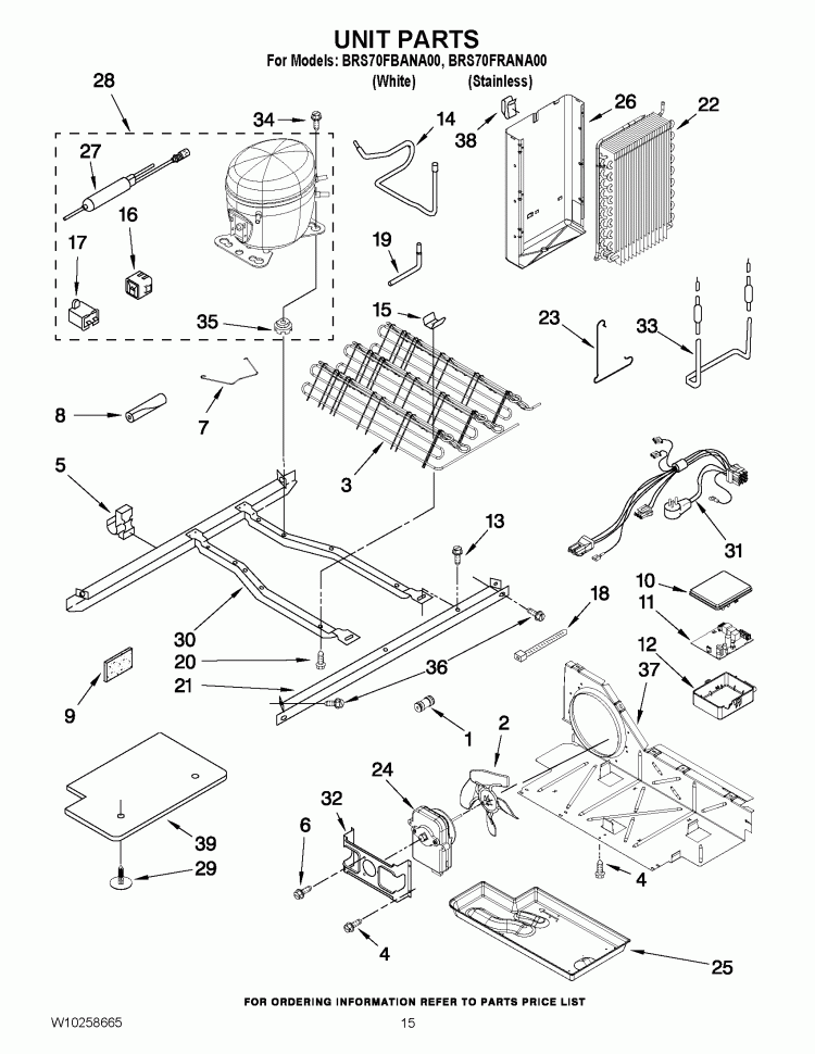 UNIT PARTS Diagram and Parts List for BRS70FRANA00  Whirlpool Refrigerator