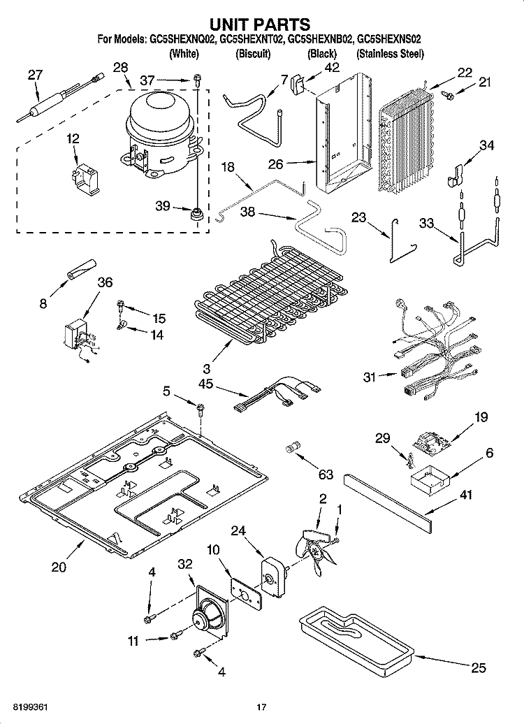 UNIT PARTS Diagram and Parts List for GC5SHEXNB02  Whirlpool Refrigerator