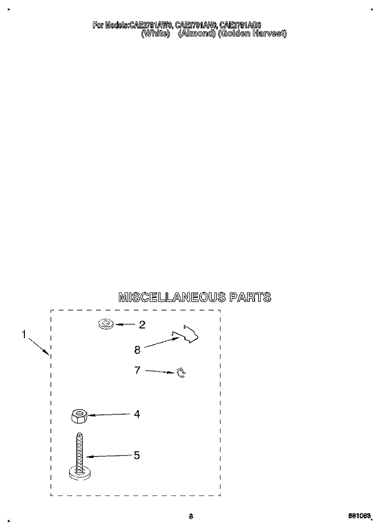MISCELLANEOUS Diagram and Parts List for CAE2791AN0  Whirlpool Washer