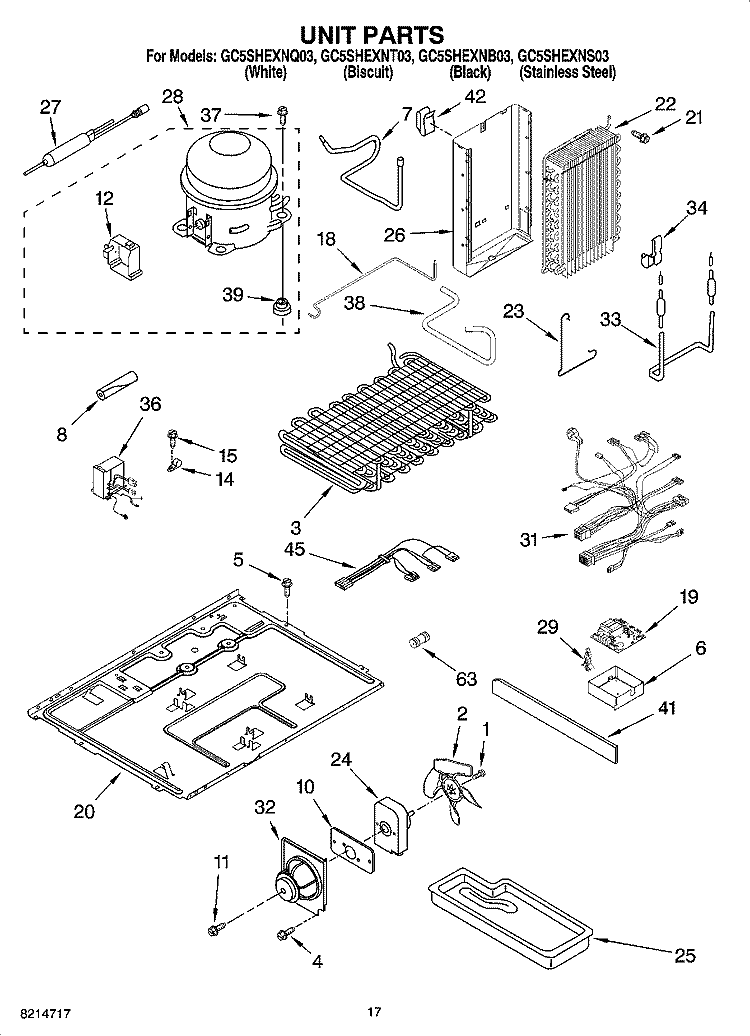 UNIT PARTS Diagram and Parts List for GC5SHEXNB03  Whirlpool Refrigerator