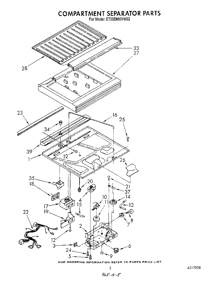 COMPARTMENT SEPARATOR Diagram and Parts List for ET25DMXVM02  Whirlpool Refrigerator