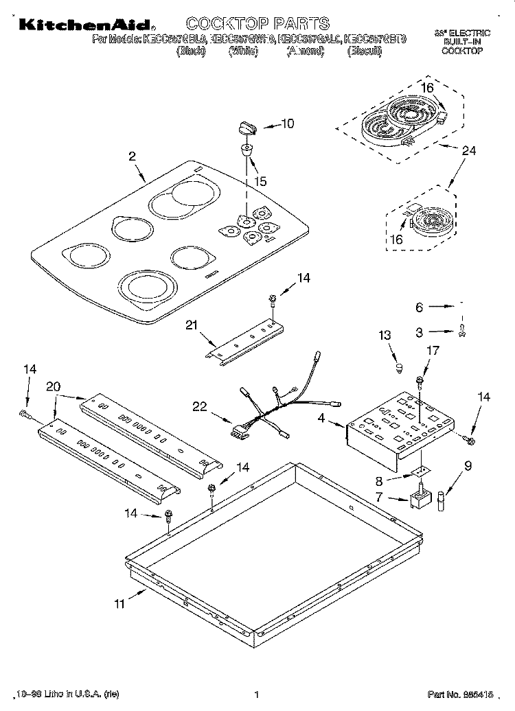SECTION Diagram and Parts List for KECC567GWH0  KitchenAid Cooktop