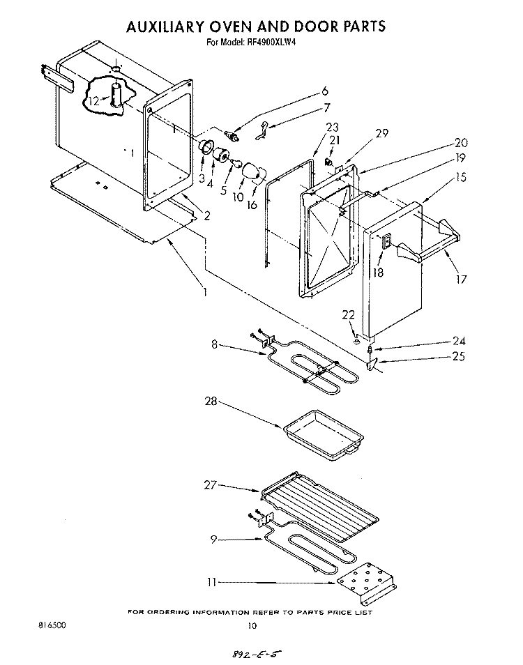 AUXILIARY OVEN AND DOOR , LITERATURE Diagram and Parts List for RF4900XLW4  Whirlpool Range