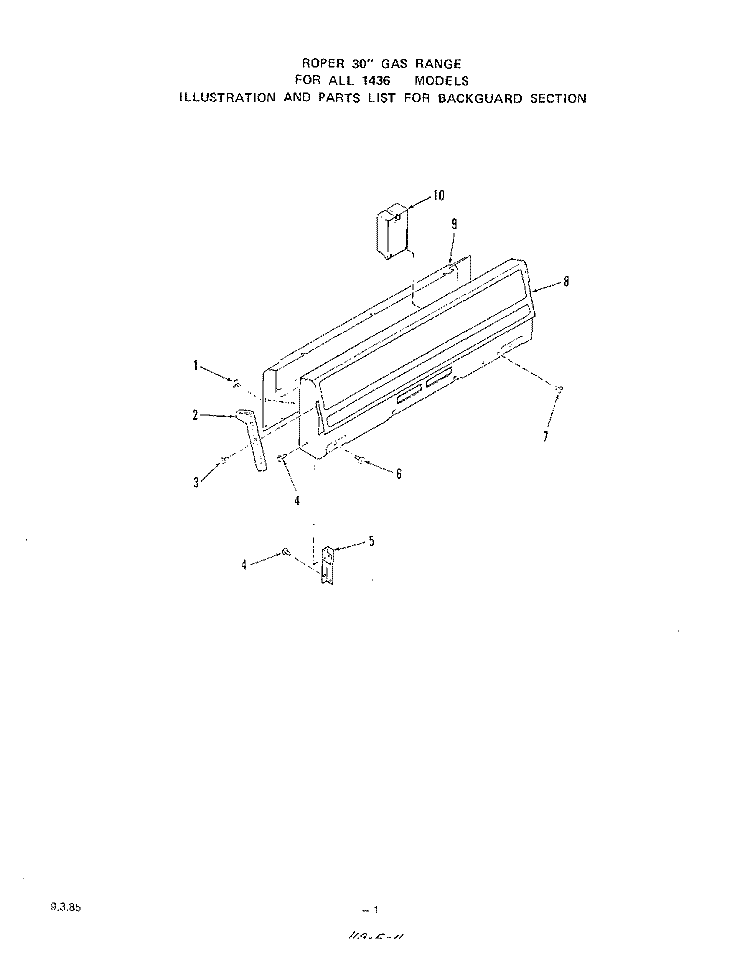 MAIN TOP Diagram and Parts List for 1436W0A  Roper Range