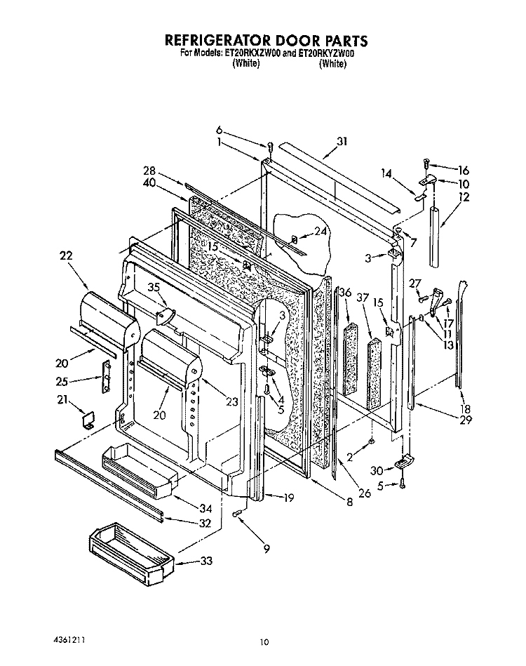 REFRIGERATOR DOOR Diagram and Parts List for ET20RKYZW00  Whirlpool Refrigerator
