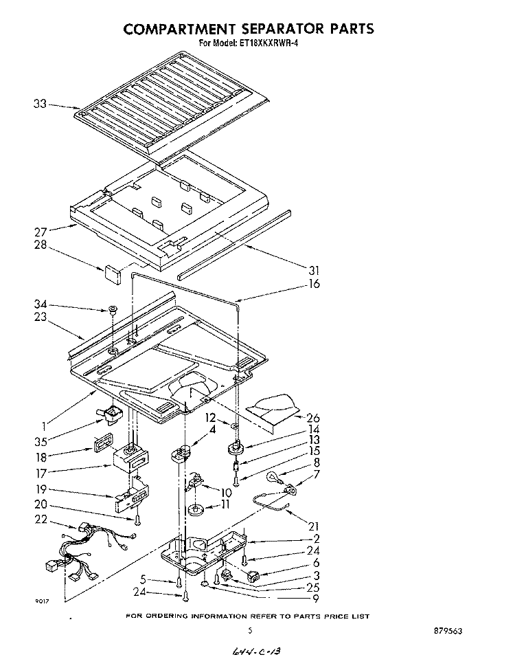 COMPARTMENT SEPARATOR Diagram and Parts List for ET18XKXRWR4  Whirlpool Refrigerator