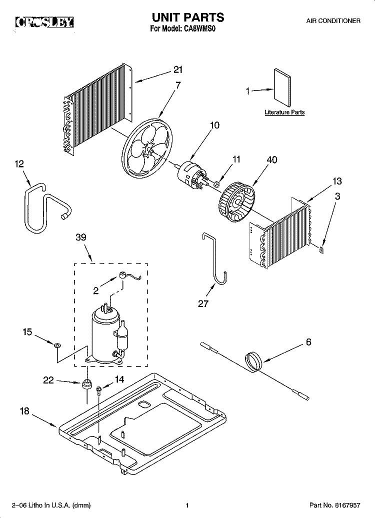 UNIT PARTS Diagram and Parts List for CA8WMS0  Crosley Air Conditioner