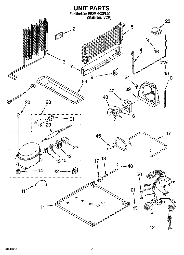UNIT PARTS Diagram and Parts List for ER2MHKXPL02  Whirlpool Refrigerator
