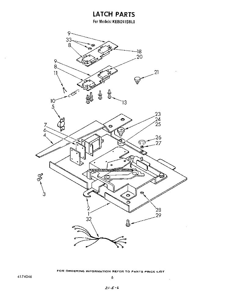 LATCH Diagram and Parts List for KEBI241SBL0  KitchenAid Wall Oven