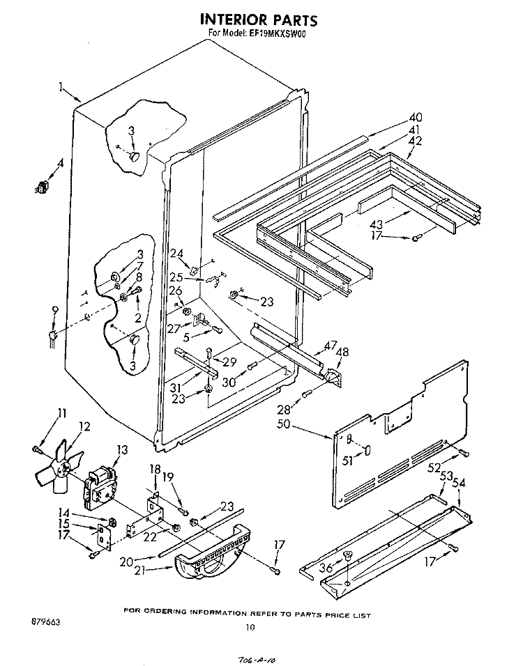 INTERIOR Diagram and Parts List for EF19MKXSW00  Whirlpool Refrigerator