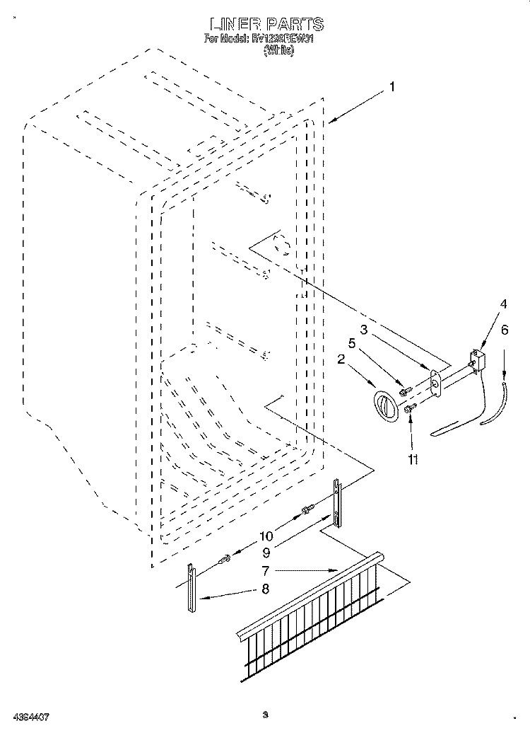 LINER, LIT/OPTIONAL Diagram and Parts List for RV1299REW01  Roper Freezer