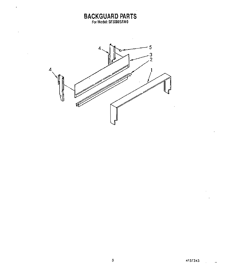 BACKGUARD Diagram and Parts List for SF3000SRW0  Whirlpool Range