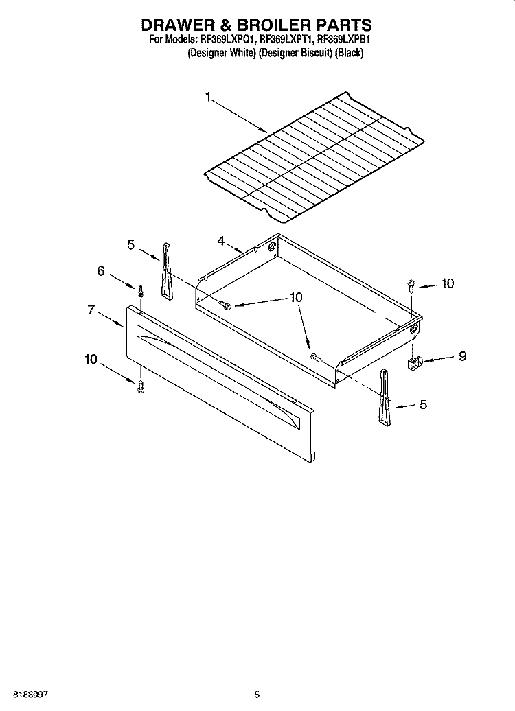 DRAWER & BROILER PARTS Diagram and Parts List for RF369LXPQ1  Whirlpool Range