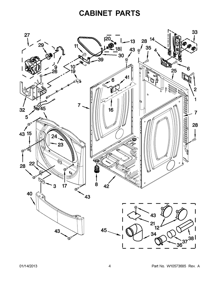 CABINET PARTS Diagram and Parts List for WED9151YW1  Whirlpool Dryer
