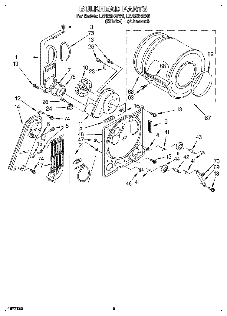 SECTION Diagram and Parts List for LER5624BN0  Whirlpool Dryer