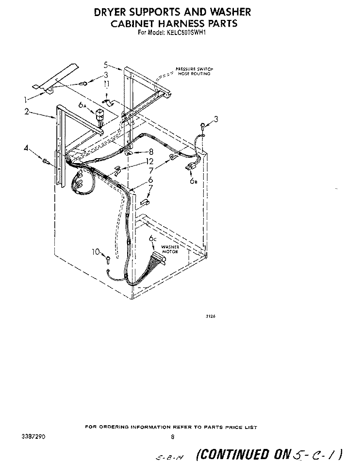 DRYER SUPPORTS AND WASHER CABINET H Diagram and Parts List for KELC500SWH1  KitchenAid Washer Dryer Combo