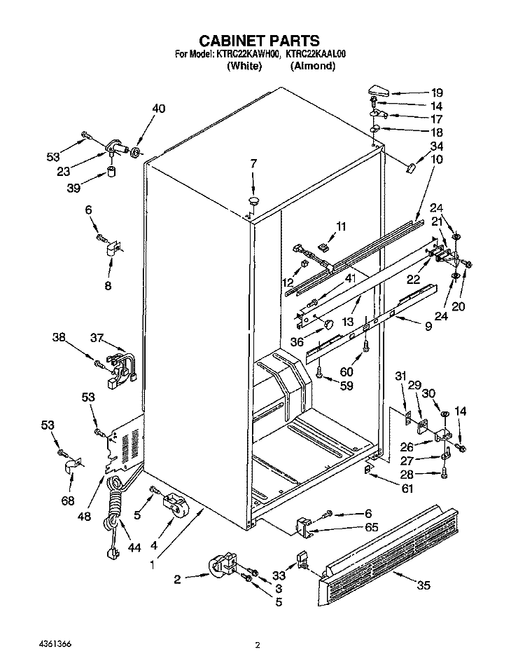 SECTION Diagram and Parts List for KTRC22KAAL00  Whirlpool Refrigerator