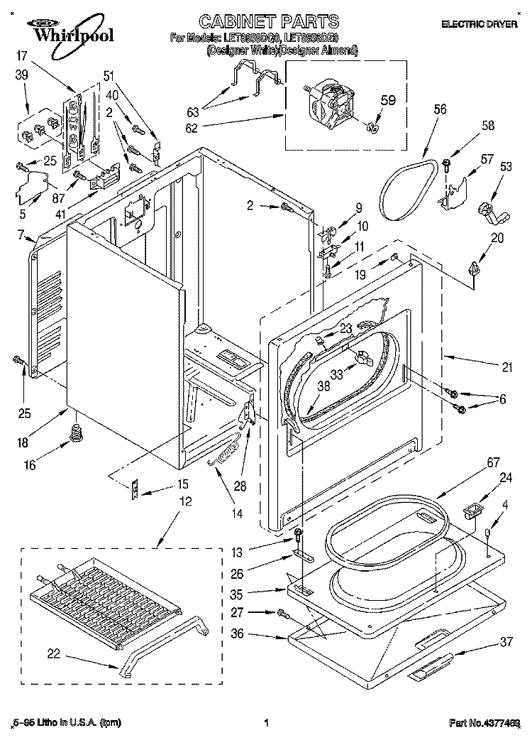 SECTION Diagram and Parts List for LET8858DZ0  Whirlpool Dryer