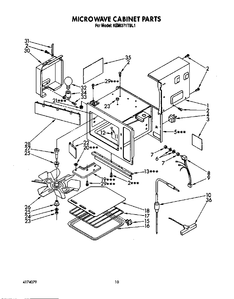 MICROWAVE CABINET Diagram and Parts List for KEMI371TBL1  KitchenAid Microwave Oven Combo