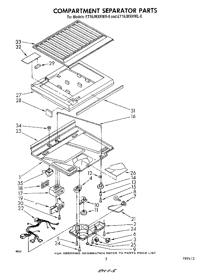 COMPARTMENT SEPARATOR Diagram and Parts List for ET16JMXRWR0  Whirlpool Refrigerator