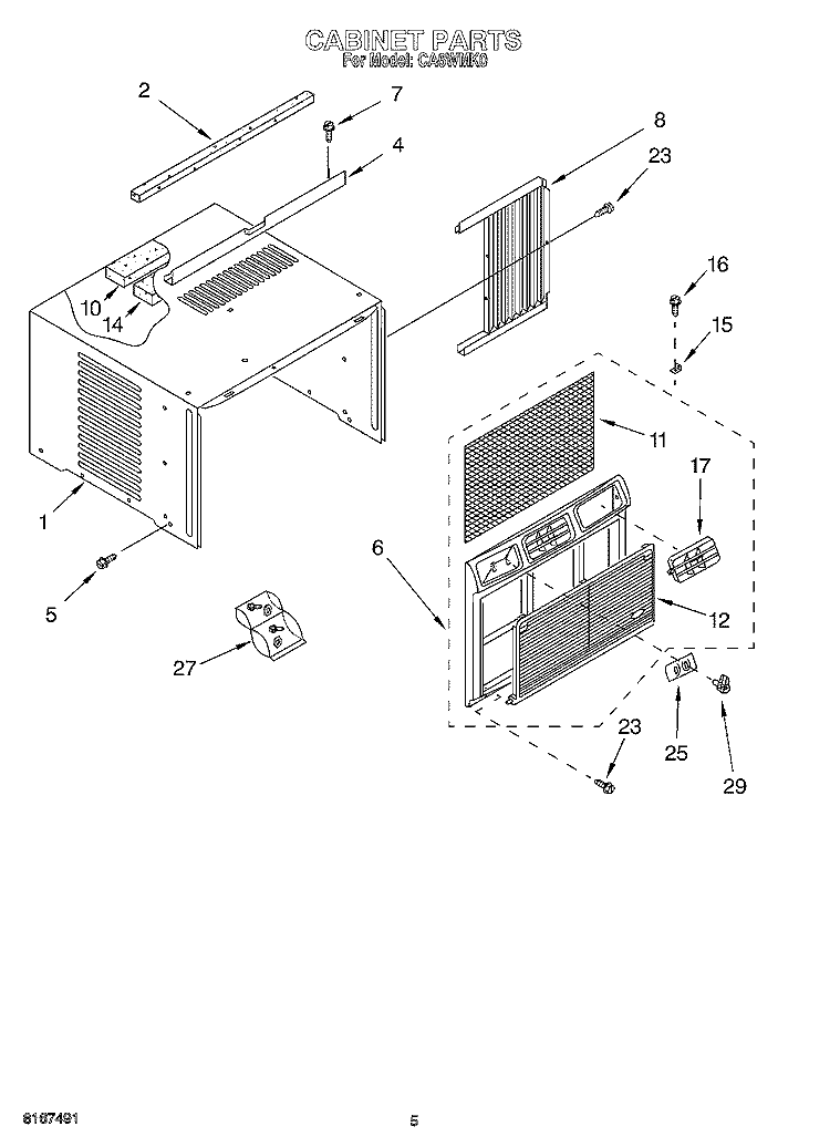 CABINET Diagram and Parts List for CA6WMK0  Crosley Air Conditioner