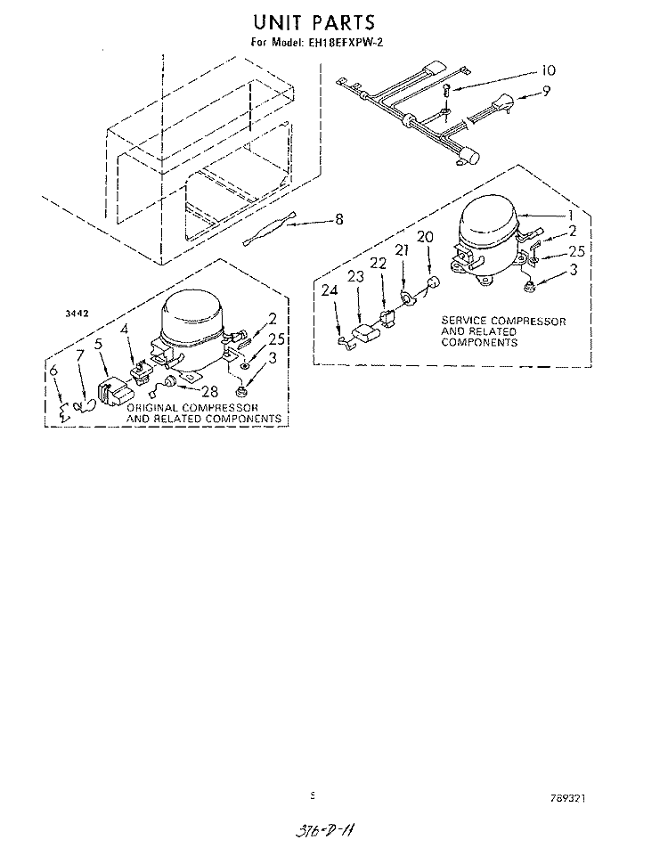 SECTION Diagram and Parts List for EH18EFXPW2  Whirlpool Freezer
