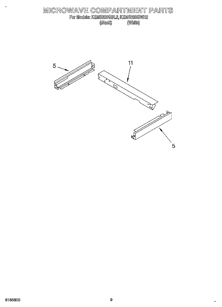 MICROWAVE COMPARTMENT Diagram and Parts List for KEMS308GBL2  KitchenAid Microwave Oven Combo