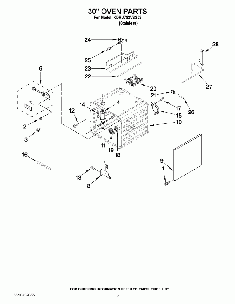 30`` OVEN PARTS Diagram and Parts List for KDRU783VSS02  KitchenAid Range